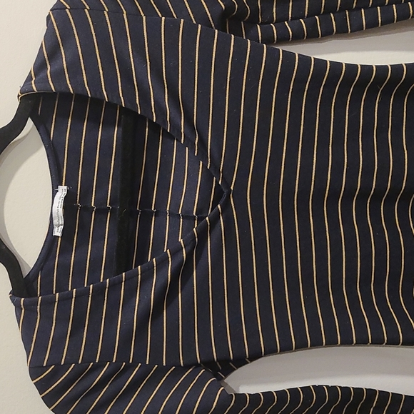Zara Vneck striped Bodycon Midi Dress - Picture 4 of 6